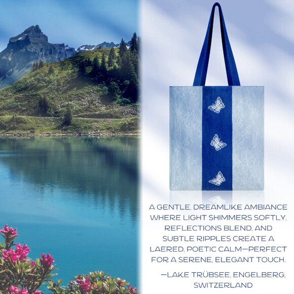 Brand New with Tag - Original Design Romantic Butterfly Lace Denim Tote - Picture 2 of 7